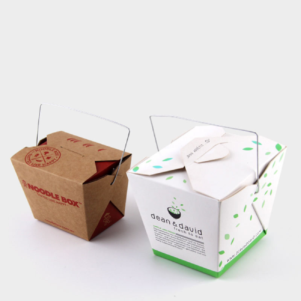 Disposable Fried Rice And Noodles Takeout Food Box Packaging Custom Print Hand-Held Kraft Paper Packing Box