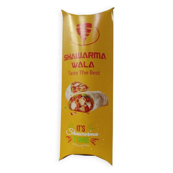 Custom Logo Fast Food Chicken Roll Box Burrito Shawarma Wrap Pillow Shaped Roll Paper Boxes Packaging Box For Apple Pie