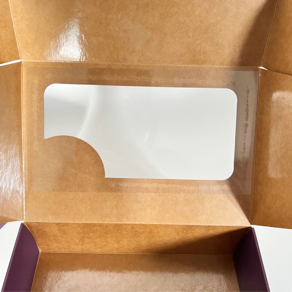 Custom Disposable Container Take Away Packing Boxes For Fast Food Bakery Boxes Brown Cake Boxes with Window