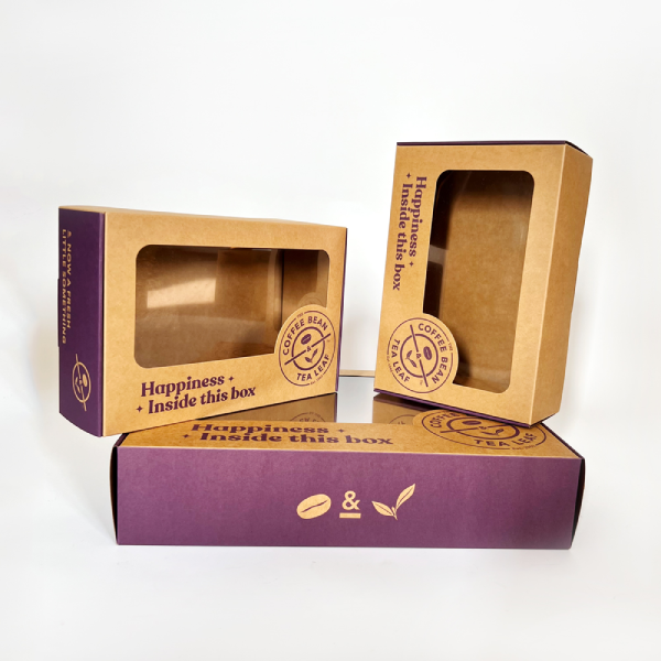 Custom Disposable Container Take Away Packing Boxes For Fast Food Bakery Boxes Brown Cake Boxes with Window