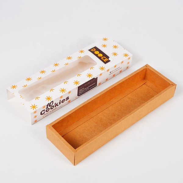 Foldable Kraft Paper Rectangle Cardboard Packaging Custom Slide Food Packaging Cookies Kraft Paper Drawer Box