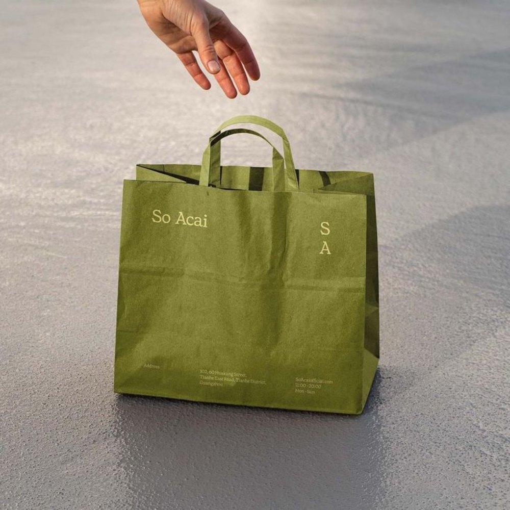 Paper Bags with Paper Handles for Food Packing Use