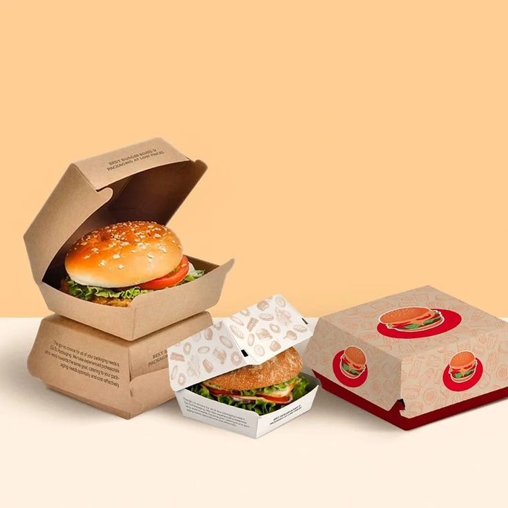 Kraft Hamburger Box for Rustic Burger Takeaway Packaging