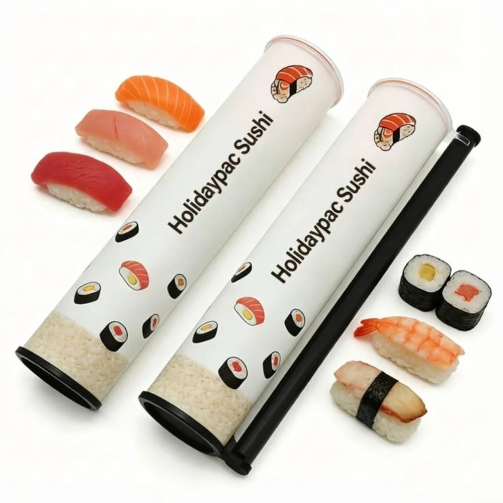 Cylindrical Takeaway Solution for Rolled Sushi Portions
