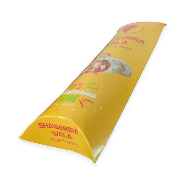 Custom Logo Fast Food Chicken Roll Box Burrito Shawarma Wrap Pillow Shaped Roll Paper Boxes Packaging Box For Apple Pie