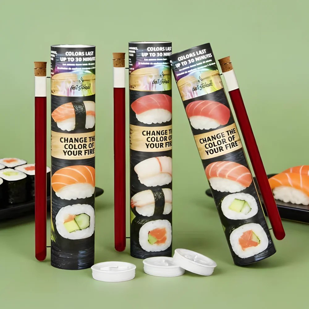 Protective Tube-Style Packaging for Sushi Takeaway