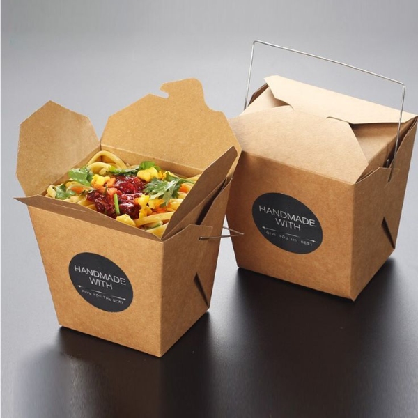 Chinese Rice Box Traditional Leak-Proof Handle-Equipped for Restaurants Takeaway and Bulk Orders