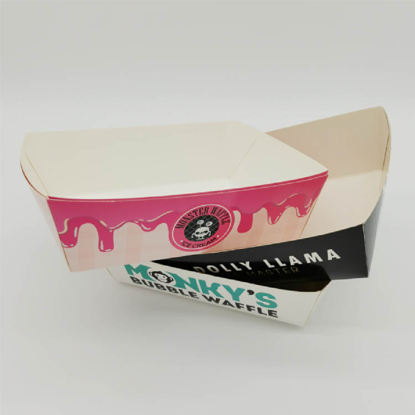 Custom Disposable Fast Food Restaurant Paper Food Packaging Boat Fries Tray for Food
