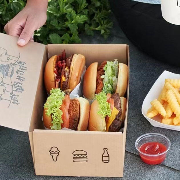 Custom French Fries Hamburger To Go Food Takeaway Fried Chicken Packaging Craft Paper Burger Box Boxes