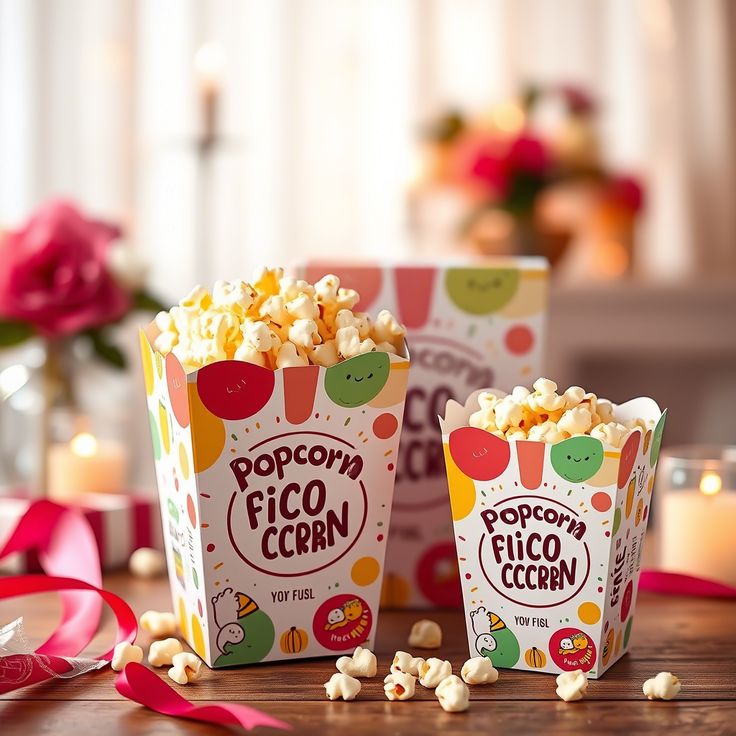 Popcorn Boxes Party Themed Leak-Proof Festive for Birthdays Showers and Family Gatherings
