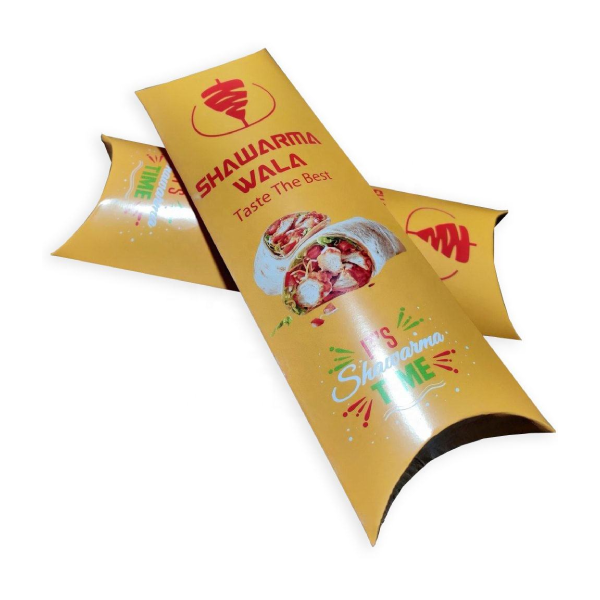 Custom Logo Fast Food Chicken Roll Box Burrito Shawarma Wrap Pillow Shaped Roll Paper Boxes Packaging Box For Apple Pie