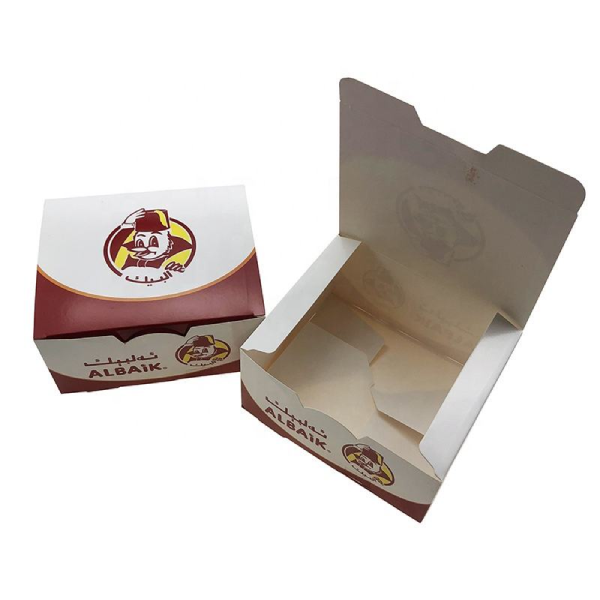 Custom Fried Chicken To Go Box Restaurant Pe Coated Paper Board Diecut Takeaway Boxes For Chips Take Out Food Container